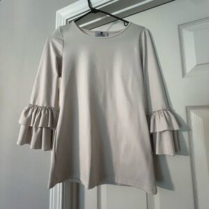 Dainty Jewell’s Elegant Cream Ruffle Sleeve Layering Top